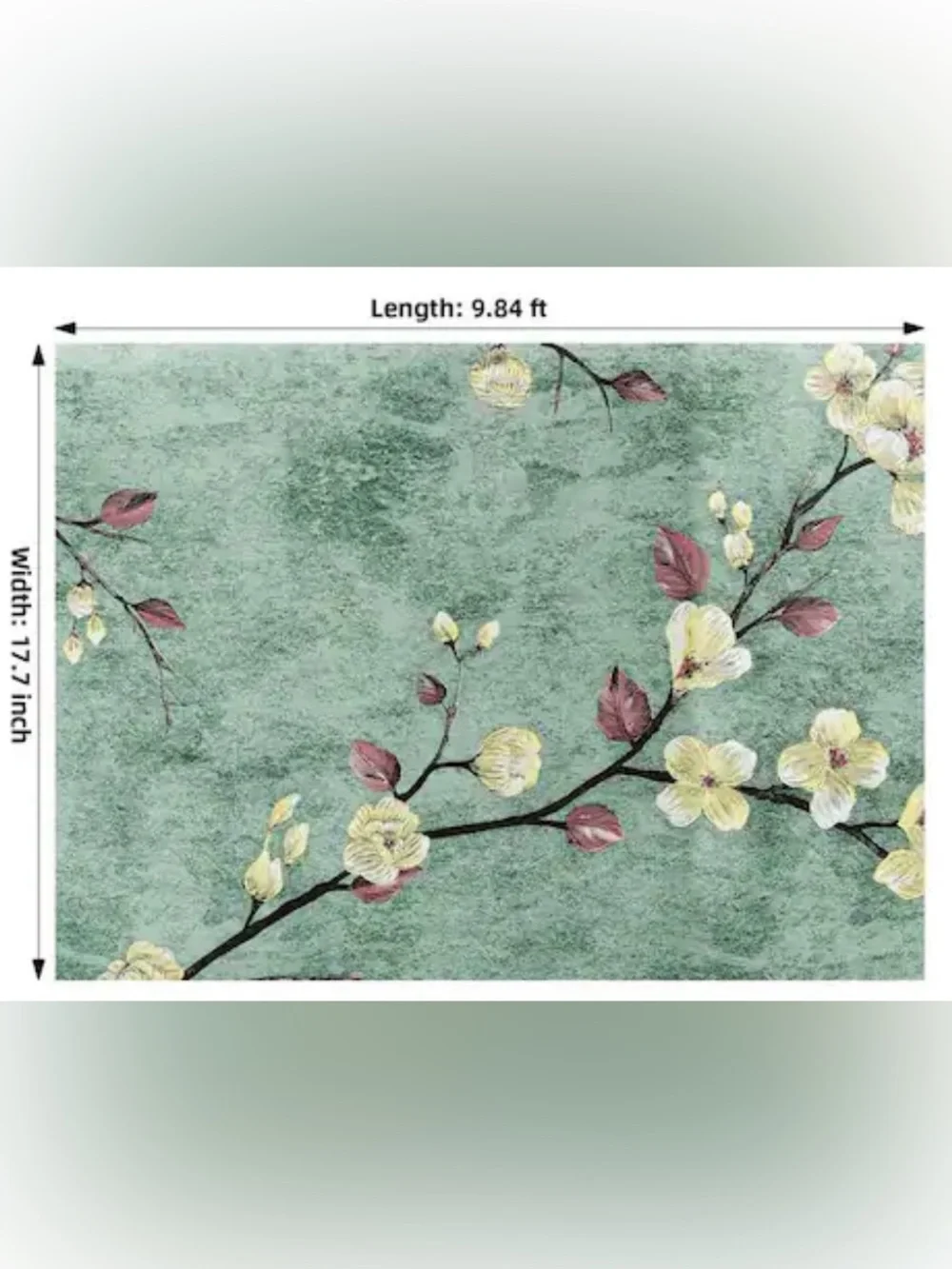Wallpaper Botanical Dogwood Flower Green Peel & Stick Self Adhesive Removable